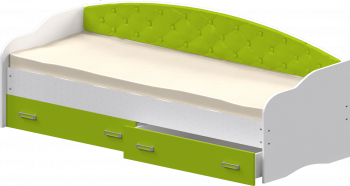 Кровать Софа-7 с мягкой спинкой (800х1900) Белый/Лайм в Большой Мурте - bolshaya-murta.mebel54.com | фото