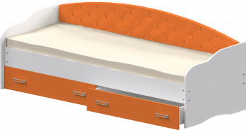 Кровать Софа-7 с мягкой спинкой (800х1900) Белый/Оранжевый в Большой Мурте - bolshaya-murta.mebel54.com | фото