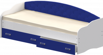 Кровать Софа-7 с мягкой спинкой (800х1900) Белый/Синий в Большой Мурте - bolshaya-murta.mebel54.com | фото
