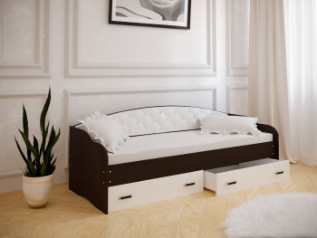Кровать Софа-7 с мягкой спинкой (800х1900) Венге/ Белый в Большой Мурте - bolshaya-murta.mebel54.com | фото