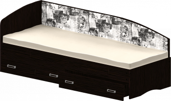 Кровать Софа-9 с мягкой спинкой с рисунком Милана (900х1900) Венге в Большой Мурте - bolshaya-murta.mebel54.com | фото