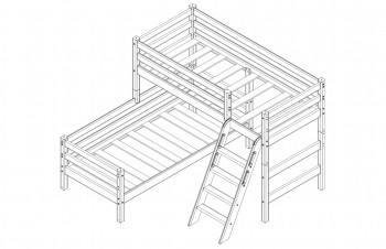 Кровать Соня вариант 8 угловая с наклонной лестницей Лаванда в Большой Мурте - bolshaya-murta.mebel54.com | фото