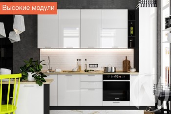 Кухня Валерия-М 1,8м (Высокие модули/Белый глянец/Венге) в Большой Мурте - bolshaya-murta.mebel54.com | фото