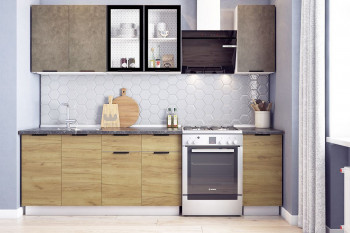 Кухонный гарнитур Стоун 2.0 (белый/камень темно-серый/акация светлая) в Большой Мурте - bolshaya-murta.mebel54.com | фото