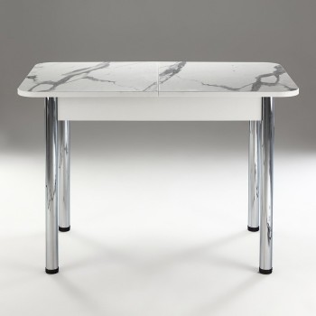 Кухонный стол 1100*700/400 ф 2 Пластик, мрамор белый в Большой Мурте - bolshaya-murta.mebel54.com | фото