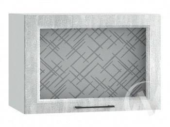 Либерти Шкаф верхний горизонтальный со стеклом ШВГС 609 (Холст грей/корпус белый) в Большой Мурте - bolshaya-murta.mebel54.com | фото