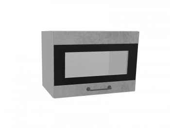 Лофт ПГСФ 500 шкаф верхний горизонтальный со стеклом и фотопечатью (Бетон светлый/корпус Серый) в Большой Мурте - bolshaya-murta.mebel54.com | фото