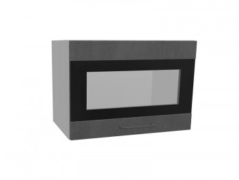Лофт ПГСФ 500 шкаф верхний горизонтальный со стеклом и фотопечатью (Бетон темный/корпус Серый) в Большой Мурте - bolshaya-murta.mebel54.com | фото
