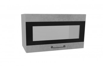 Лофт ПГСФ 600 шкаф верхний горизонтальный со стеклом и фотопечатью (Бетон светлый/корпус Серый) в Большой Мурте - bolshaya-murta.mebel54.com | фото