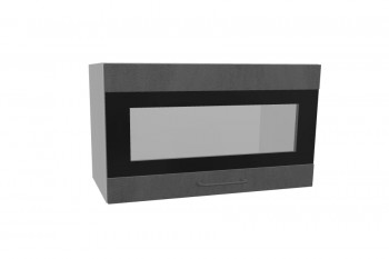 Лофт ПГСФ 600 шкаф верхний горизонтальный со стеклом и фотопечатью (Бетон темный/корпус Серый) в Большой Мурте - bolshaya-murta.mebel54.com | фото