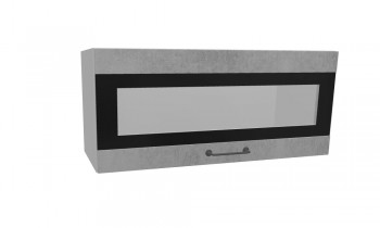 Лофт ПГСФ 800 шкаф верхний горизонтальный со стеклом и фотопечатью (Бетон светлый/корпус Серый) в Большой Мурте - bolshaya-murta.mebel54.com | фото