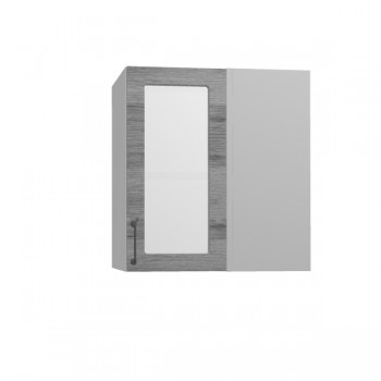 Лофт ПУС 650 шкаф верхний угловой со стеклом (Дуб цикорий/корпус Серый) в Большой Мурте - bolshaya-murta.mebel54.com | фото