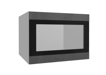 Лофт ВПГСФ 600 шкаф верхний горизонтальный со стеклом высокий с фотопечатью (Бетон темный/корпус Серый) в Большой Мурте - bolshaya-murta.mebel54.com | фото