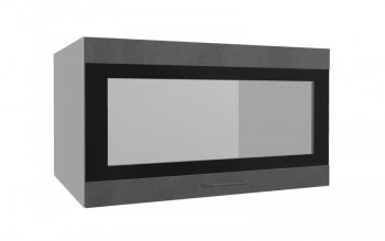 Лофт ВПГСФ 800 шкаф верхний горизонтальный со стеклом высокий с фотопечатью (Бетон темный/корпус Серый) в Большой Мурте - bolshaya-murta.mebel54.com | фото