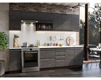 Модульная кухня Бруклин 2,8 м (Бетон черный/Венге) в Большой Мурте - bolshaya-murta.mebel54.com | фото