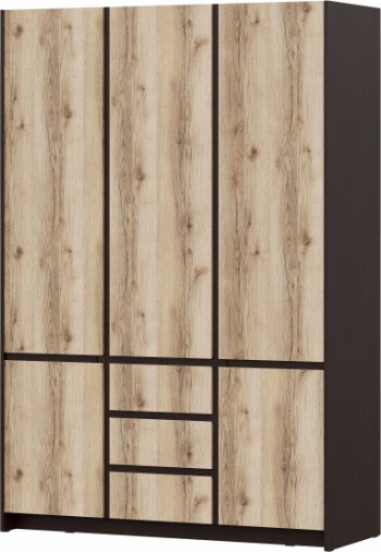 Модульная система "Прага" Шкаф для одежды трехстворчатый Дуб Венге/Дуб Делано в Большой Мурте - bolshaya-murta.mebel54.com | фото