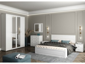 Модульная спальня Барселона (Белый/Белый глянец) в Большой Мурте - bolshaya-murta.mebel54.com | фото