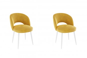 Набор стульев Моли 2 шт (жёлтый велюр/белый) в Большой Мурте - bolshaya-murta.mebel54.com | фото