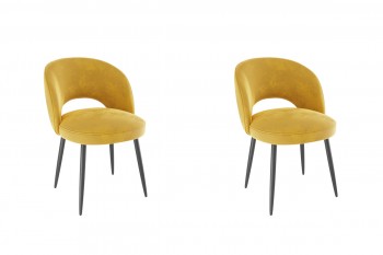 Набор стульев Моли 2 шт (жёлтый велюр/черный) в Большой Мурте - bolshaya-murta.mebel54.com | фото