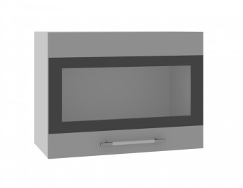 Норд ШВГС 600 Шкаф верхний горизонтальный со стеклом (Софт черный/корпус Белый) в Большой Мурте - bolshaya-murta.mebel54.com | фото