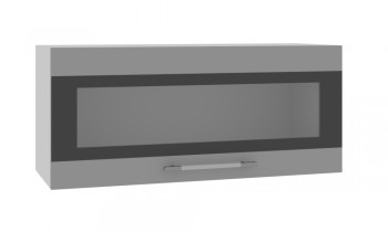 Норд ШВГС 800 Шкаф верхний горизонтальный со стеклом (Софт черный/корпус Белый) в Большой Мурте - bolshaya-murta.mebel54.com | фото