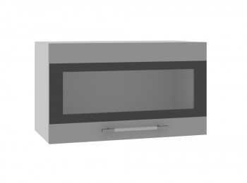 Ройс ПГСФ 600 Шкаф верхний горизонтальный со стеклом с фотопечатью (Графит софт/корпус Серый) в Большой Мурте - bolshaya-murta.mebel54.com | фото