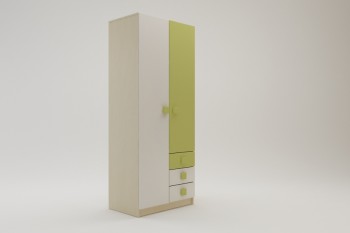 Шкаф 2-х створчатый с ящиками Эппл (Зеленый/Белый/корпус Клен) в Большой Мурте - bolshaya-murta.mebel54.com | фото