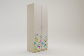 Шкаф 2-х створчатый с ящиками Флёр (Белый/корпус Клен) в Большой Мурте - bolshaya-murta.mebel54.com | фото