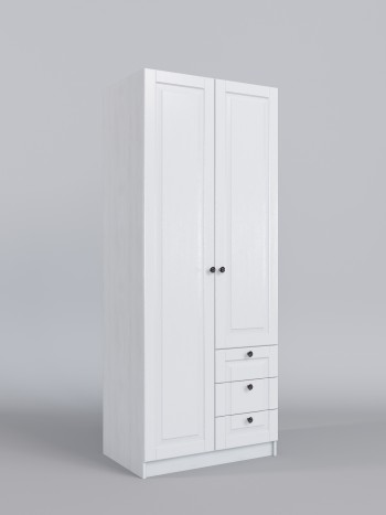 Шкаф 2-х створчатый с ящиками Классика (Белый/корпус Выбеленное дерево) в Большой Мурте - bolshaya-murta.mebel54.com | фото