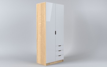 Шкаф 2-х створчатый с ящиками Лофт (Белый/корпус Дуб Сонома) в Большой Мурте - bolshaya-murta.mebel54.com | фото