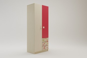 Шкаф 2-х створчатый с ящиками Ретвит (Бежевый/Красный/корпус Клен) в Большой Мурте - bolshaya-murta.mebel54.com | фото