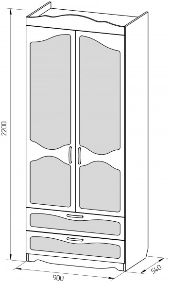 Шкаф 2-х створчатый с ящиками серии Иллюзия 33 сиреневый в Большой Мурте - bolshaya-murta.mebel54.com | фото