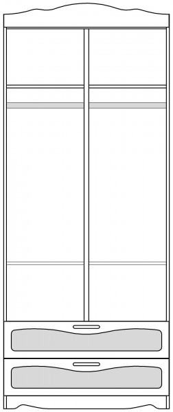 Шкаф 2-х створчатый с ящиками серии Иллюзия 67 Светло-фиолетовый в Большой Мурте - bolshaya-murta.mebel54.com | фото