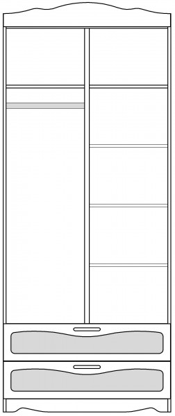Шкаф 2-х створчатый с ящиками серии Иллюзия 99 Серый в Большой Мурте - bolshaya-murta.mebel54.com | фото