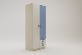 Шкаф 2-х створчатый с ящиками Скай (Синий/Белый/корпус Клен) в Большой Мурте - bolshaya-murta.mebel54.com | фото