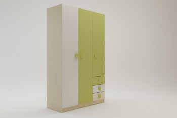Шкаф 3-х створчатый с ящиками Эппл (Зеленый/Белый/корпус Клен) в Большой Мурте - bolshaya-murta.mebel54.com | фото