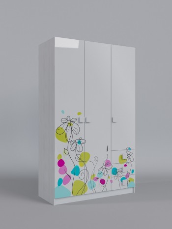 Шкаф 3-х створчатый с ящиками Флёр (Белый/корпус Выбеленное дерево) в Большой Мурте - bolshaya-murta.mebel54.com | фото