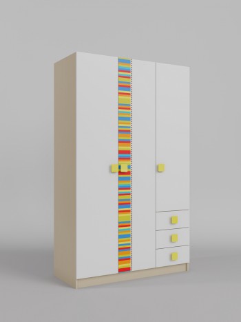 Шкаф 3-х створчатый с ящиками Клаксон без машинок (Белый/корпус Клен) в Большой Мурте - bolshaya-murta.mebel54.com | фото