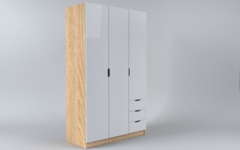 Шкаф 3-х створчатый с ящиками Лофт (Белый/корпус Дуб Сонома) в Большой Мурте - bolshaya-murta.mebel54.com | фото