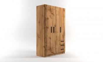 Шкаф 3-х створчатый с ящиками Шервуд (Дуб Вотан) в Большой Мурте - bolshaya-murta.mebel54.com | фото