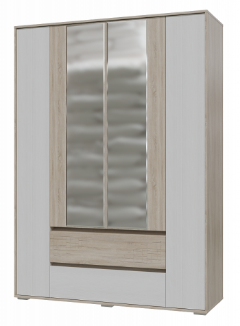 Шкаф 4-х дверный с ящиками Мальта 1600 Дуб сонома/Рамух белый в Большой Мурте - bolshaya-murta.mebel54.com | фото
