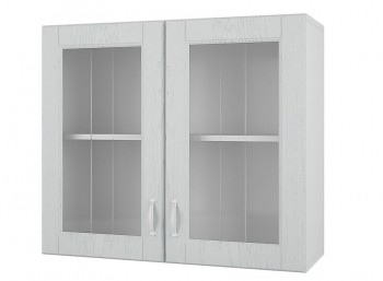 Шкаф 80 с 2-мя витринами Камелия (Арктик/корпус Белый) в Большой Мурте - bolshaya-murta.mebel54.com | фото