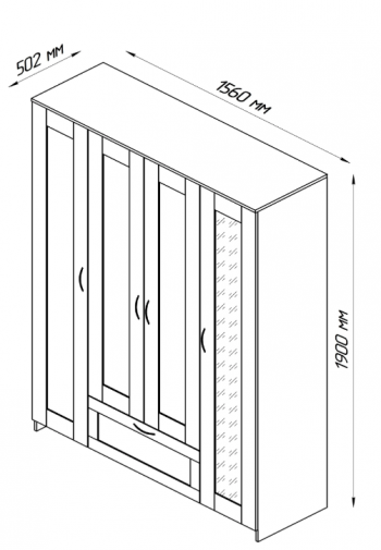 Шкаф четырехдверный Сириус с 1 зеркалом и 1 ящиком белый в Большой Мурте - bolshaya-murta.mebel54.com | фото