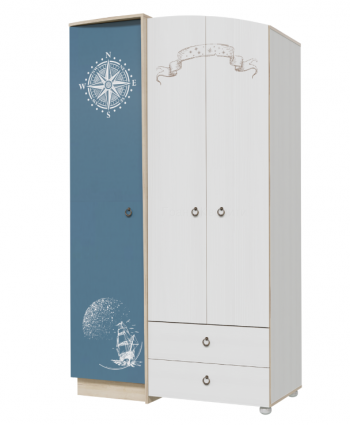 Шкаф для одежды Бриз 1200 Дуб ривьера/ Рамух белый/синий в Большой Мурте - bolshaya-murta.mebel54.com | фото