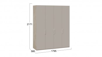 Шкаф для одежды с 4 глухими дверями «Эмбер» Баттл Рок/Серый глянец в Большой Мурте - bolshaya-murta.mebel54.com | фото