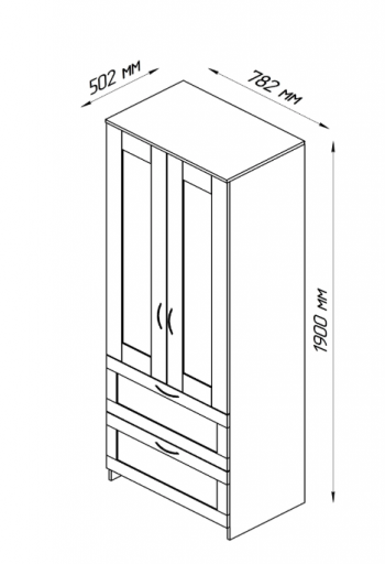 Шкаф двухдверный Сириус с 2 ящиками дуб венге в Большой Мурте - bolshaya-murta.mebel54.com | фото