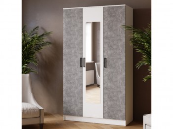Шкаф комбинированный Ларс (1,2) с зеркалом белый/ателье светлое в Большой Мурте - bolshaya-murta.mebel54.com | фото