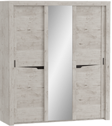 Шкаф трехдверный Соренто с раздвижными дверями Дуб бонифаций/Кофе структурный матовый в Большой Мурте - bolshaya-murta.mebel54.com | фото