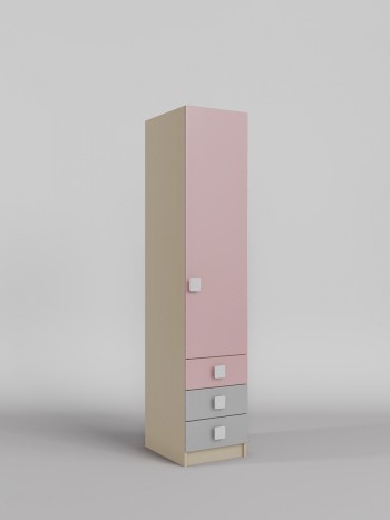 Шкаф угловой (секция с ящиками) Грэйси (Розовый/Серый/корпус Клен) в Большой Мурте - bolshaya-murta.mebel54.com | фото