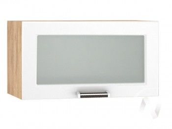 Шкаф верхний со стеклом Прага ШВГС 600 (Белое дерево/корпус дуб крафт золотой) в Большой Мурте - bolshaya-murta.mebel54.com | фото